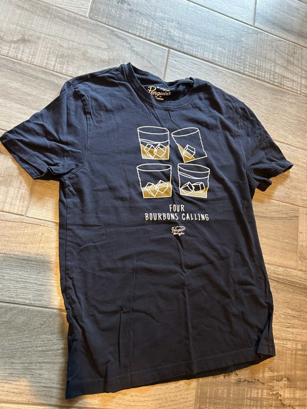 Original Penguin Navy Short-Sleeve 'Four Bourbons Calling' Graphic Tee
